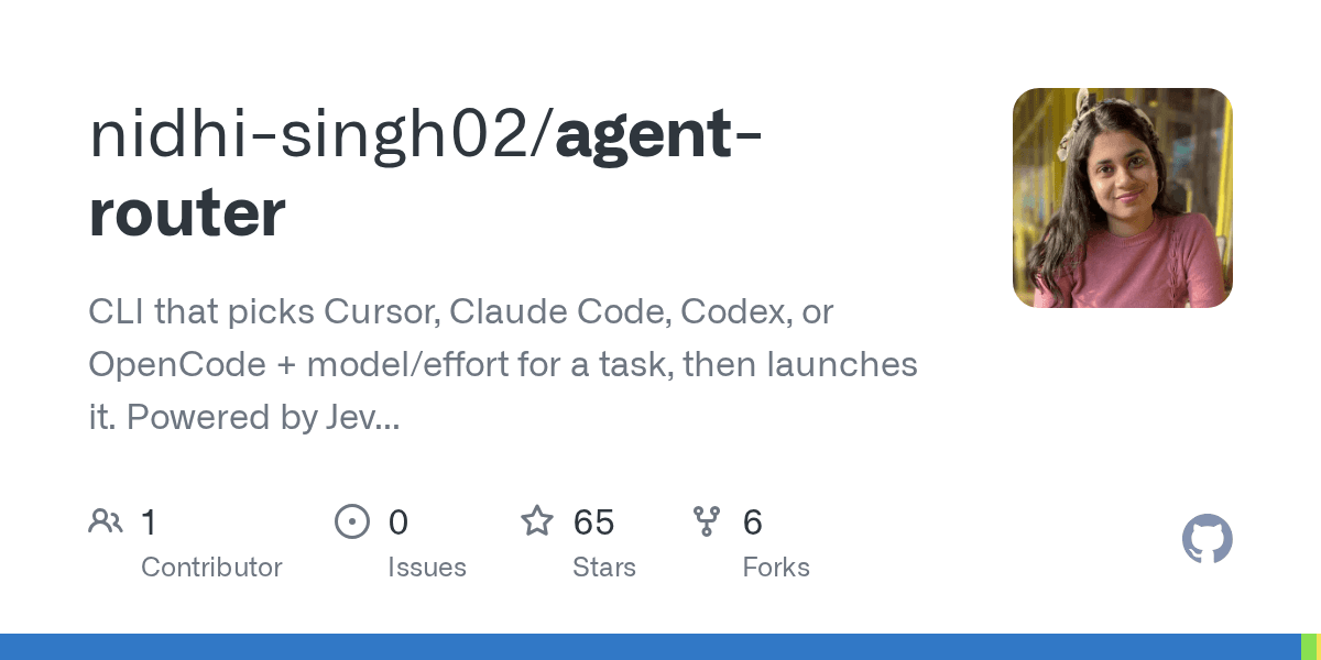 GitHub repository card for Agent Router