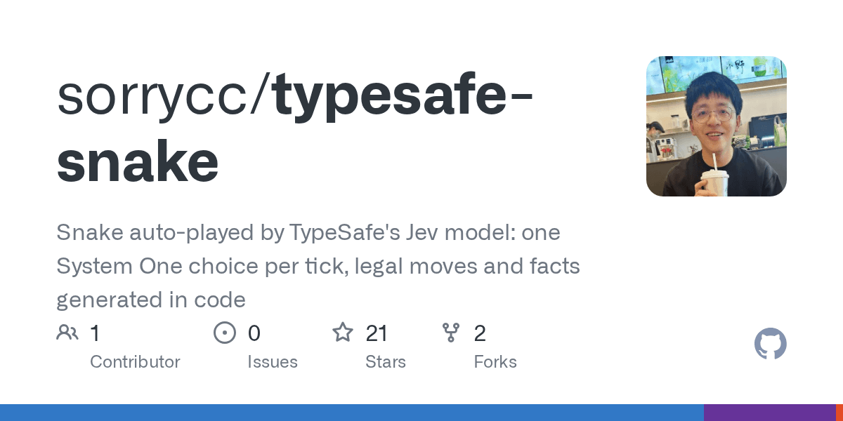 GitHub repository card for typesafe-snake