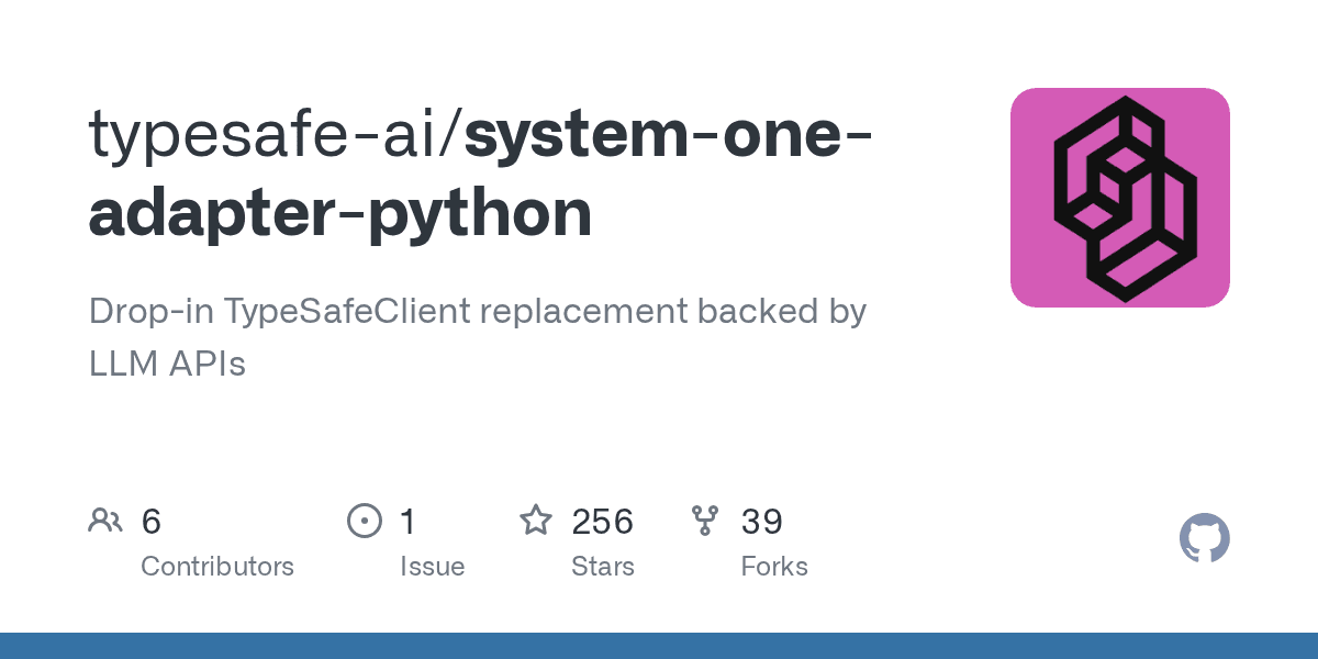 GitHub repository card for system-one-adapter-python